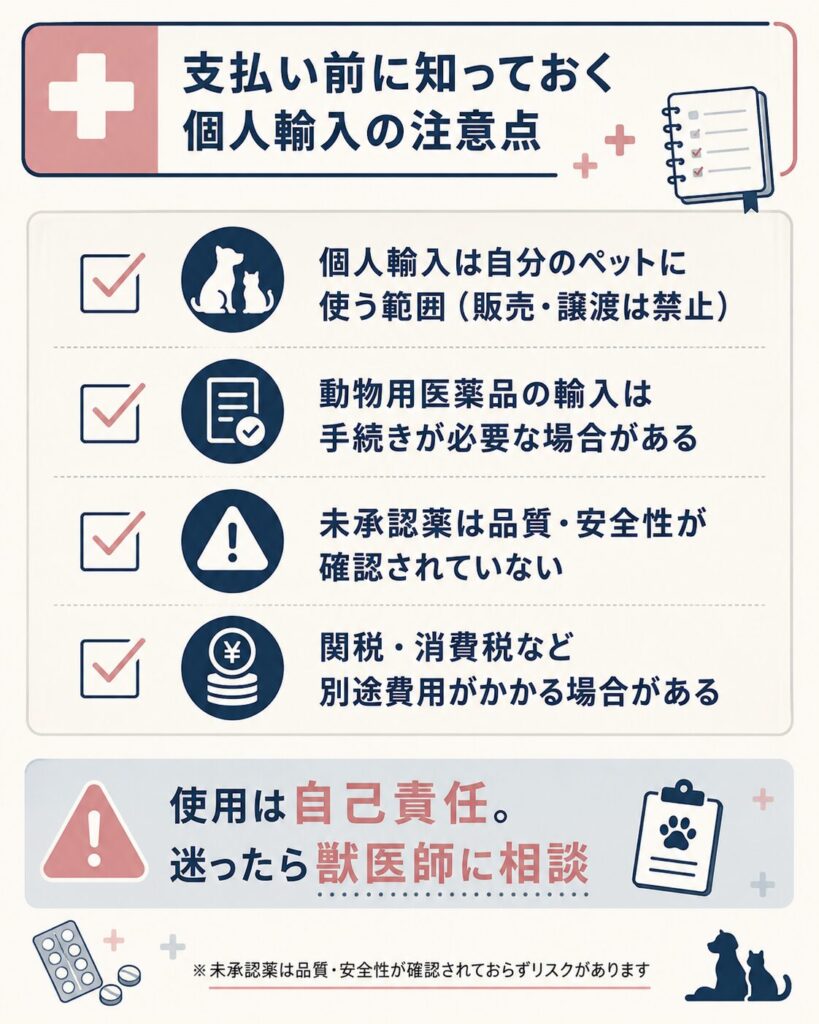 個人輸入で知っておく手続きとリスクの注意点をまとめた図